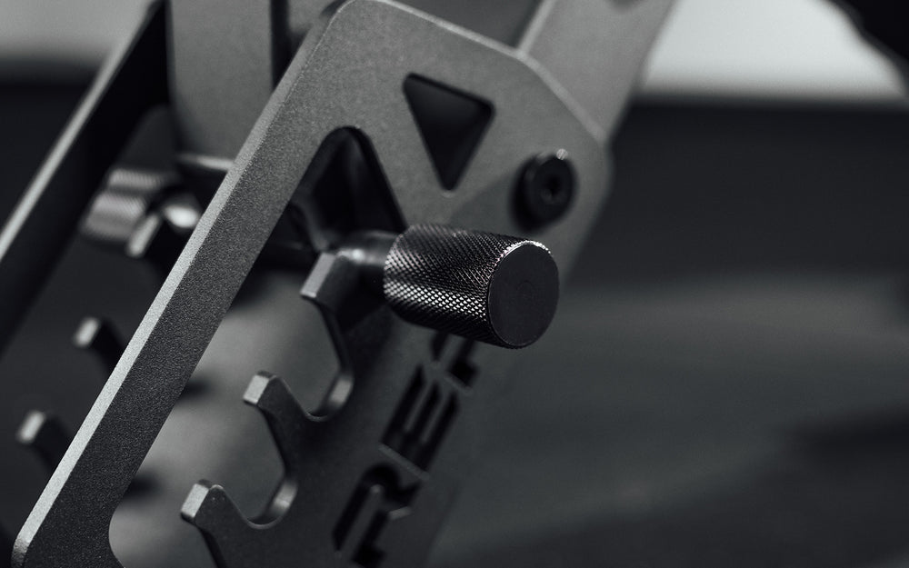 Up close of knurled ladder handle