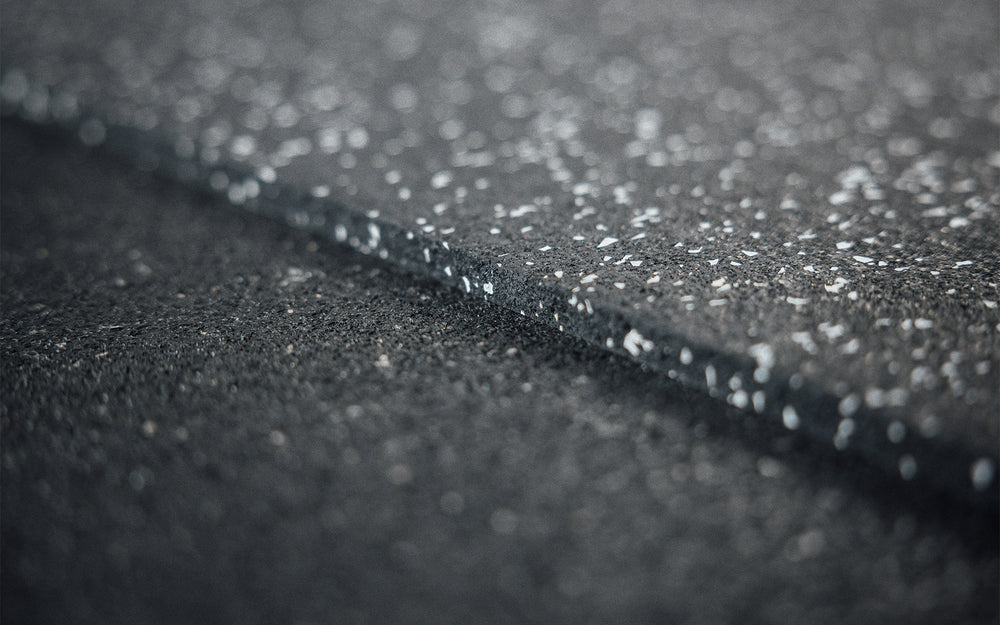 Close up of Grey Fleck Rubber Flooring