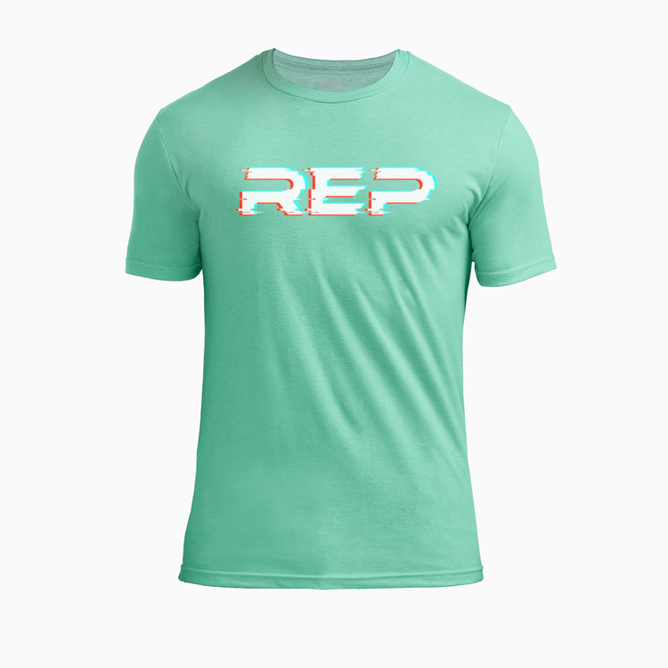 Heather Sage Glitch Tri Blend Crew T-Shirt