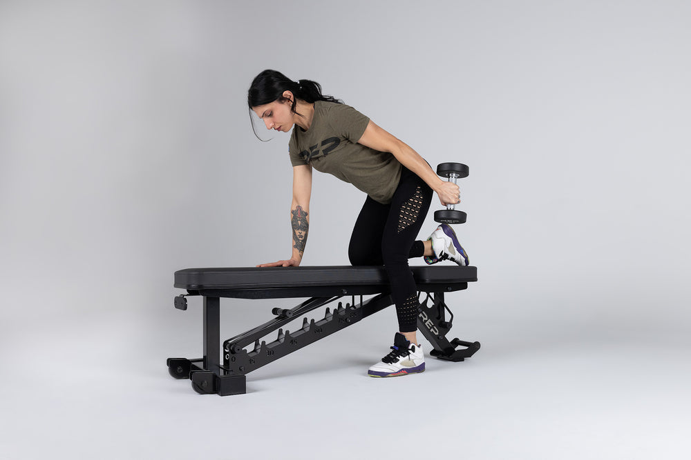 Tricep extension on Metallic Black AB-4100 Bench