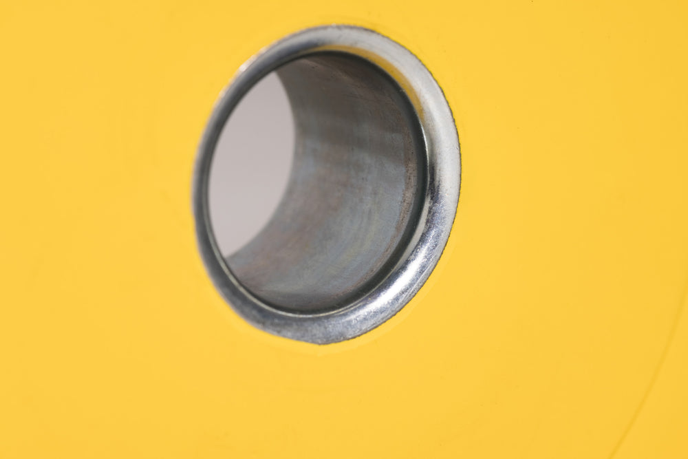 Close-up view of the steel insert which has hooks molded into the plate to provide greater durability than typical bumpers.