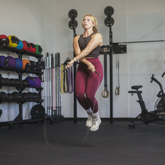 Athlete jumps rope.
