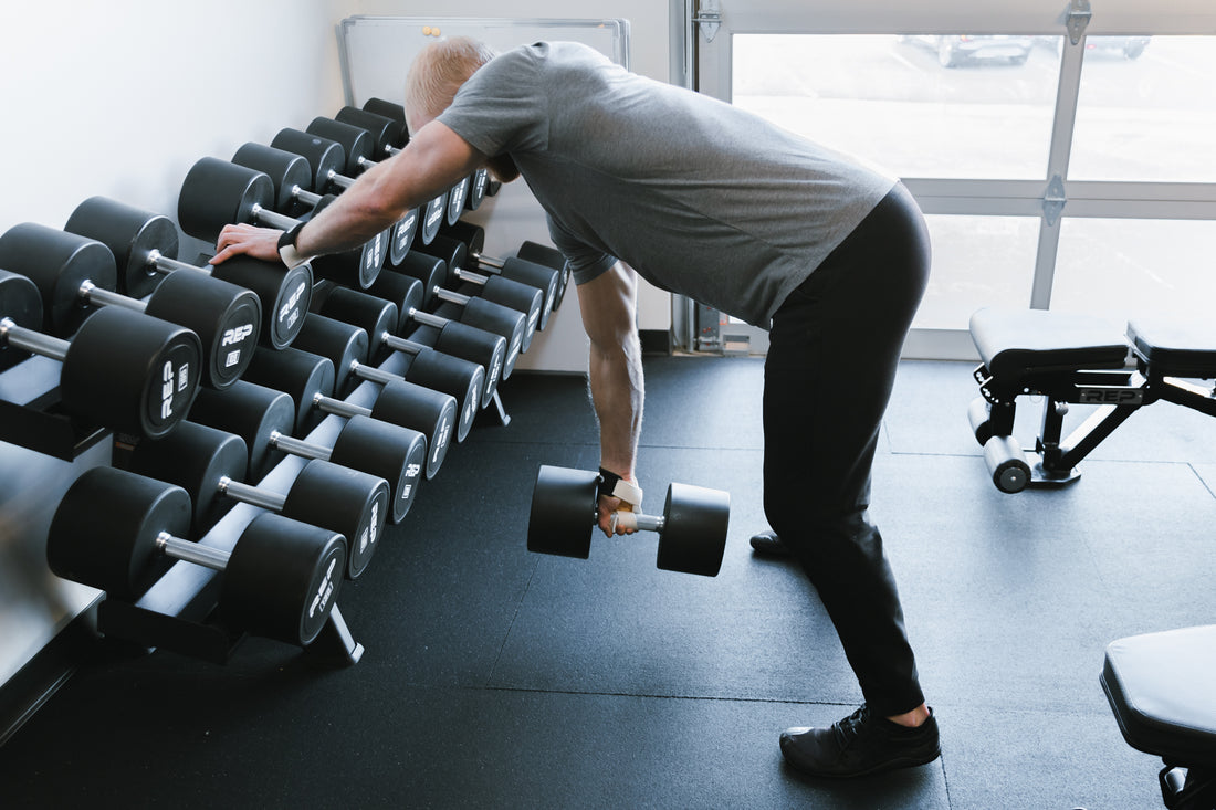 Man doing dumbbell rows