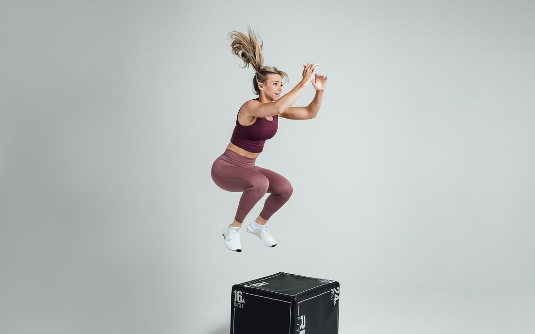 Athlete jumps onto a REP® plyo box.