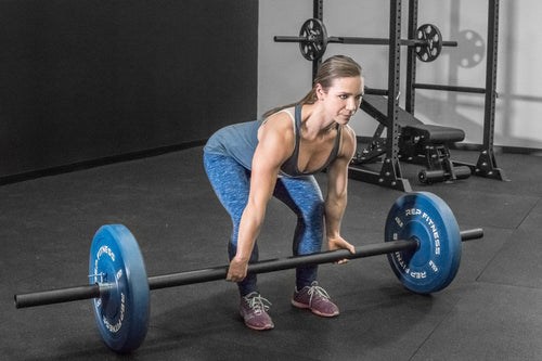 Athlete tackles a deadlift.