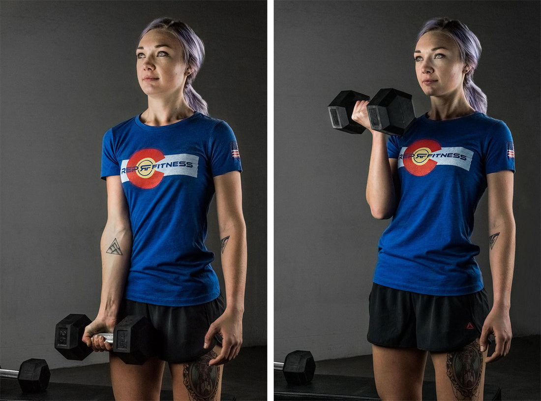 Woman doing dumbbell curls