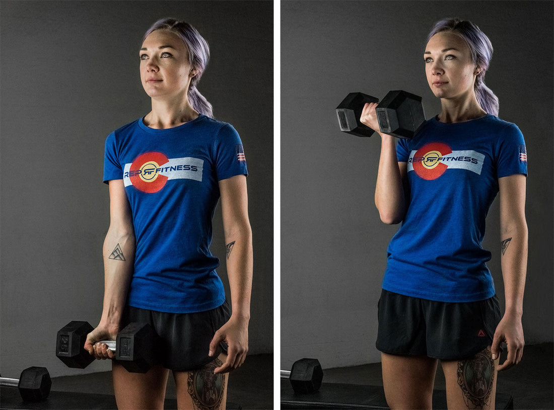Woman doing dumbbell curls