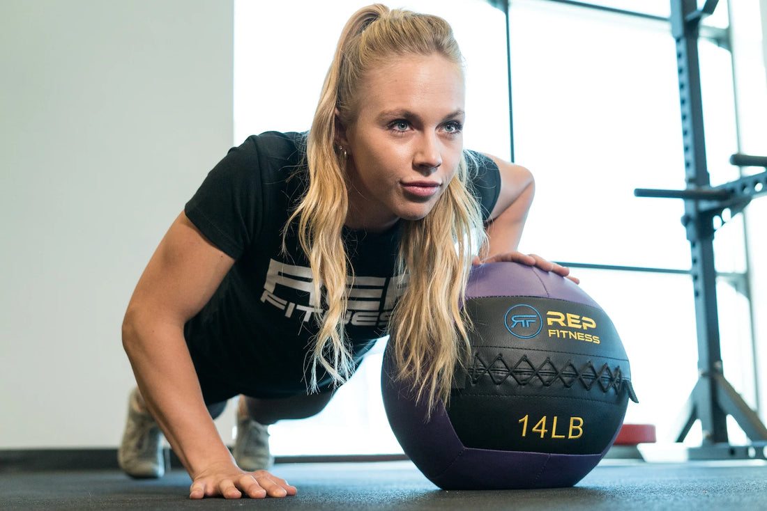 Girl working out with a ball