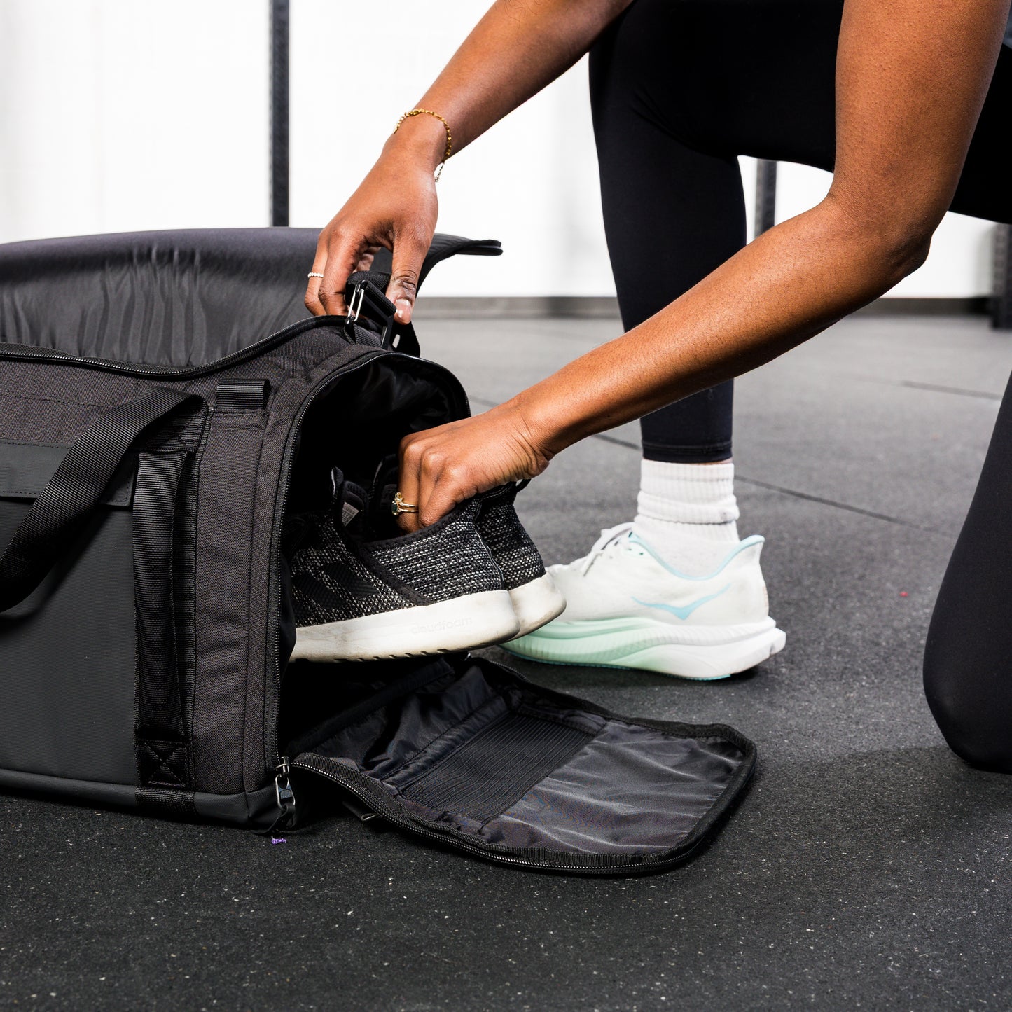 The REP Fitness Slate Duffel Bag shoe compartment