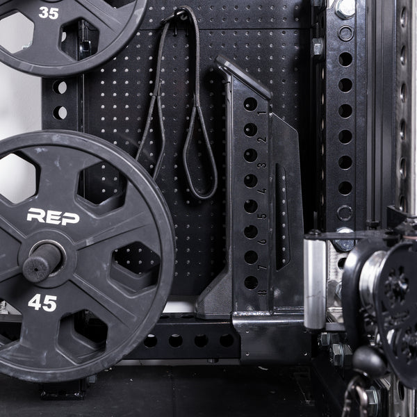 A Spotter Arm 2.0 installed on the storage crossmembers of the Wall-Mounted Ares 2.0