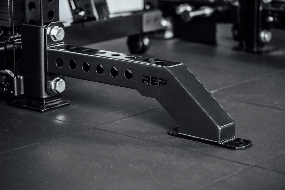 Close-up of Front Foot Extension Pair 2.0 with REP branding