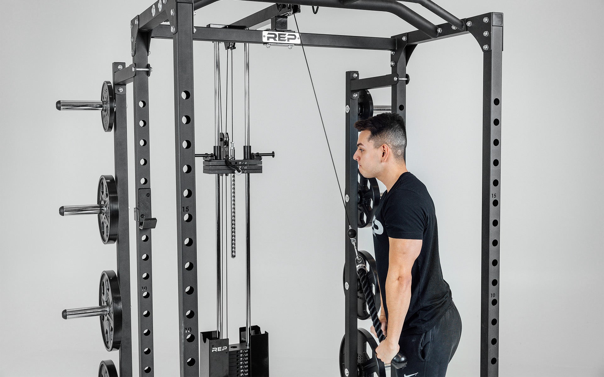 Selectorized Lat Pulldown and Low Row (1000 Series) Being Used For Tricep Pushdowns