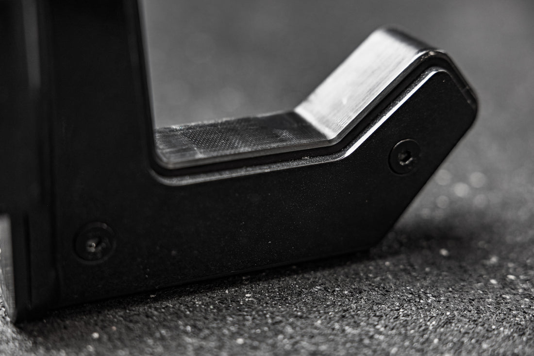 Close-up shot of the hardware on the REP Fitness Altitude™ J-Cups