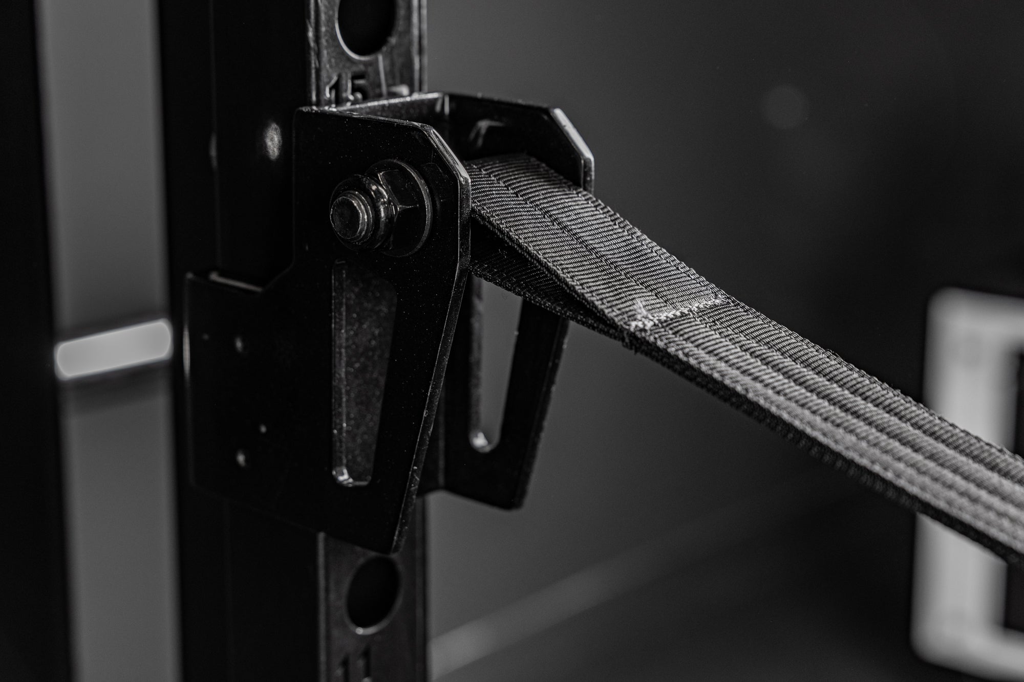 REP Fitness Altitude™ Power Rack Strap Safeties installed on the rack uprights