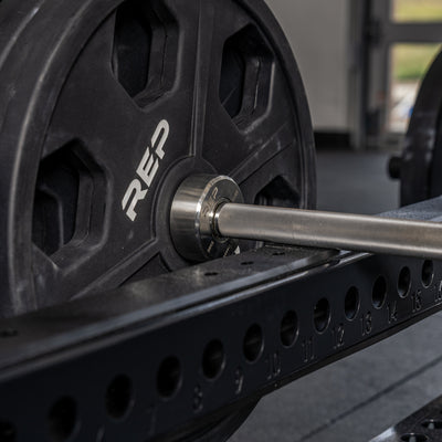 Close-up shot of the protective liners on the REP Fitness Flip-Down Safeties 2.0