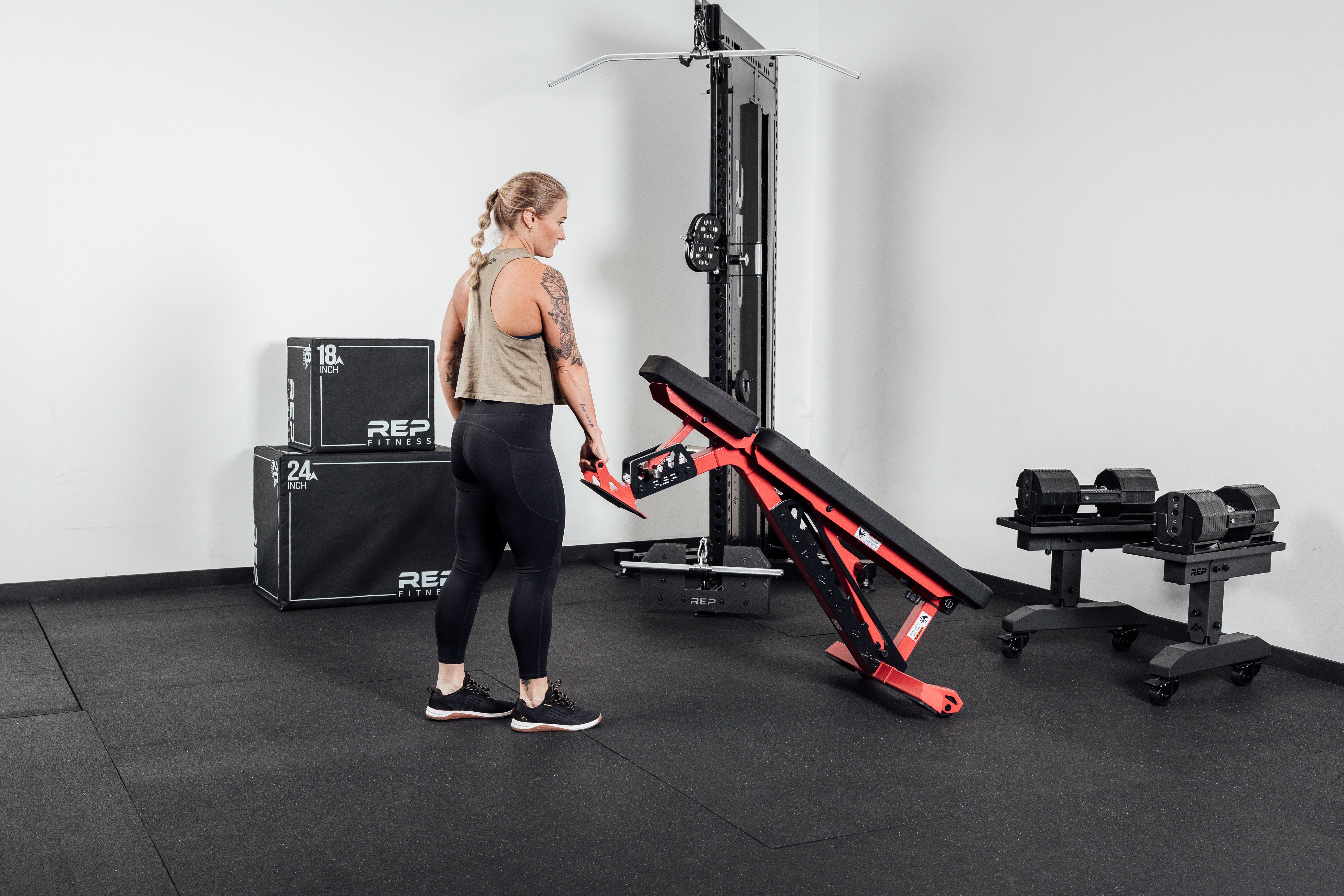 Rep Nighthawk Adjustable Weight Bench | Home Gym Incline Decline Flat Workout Bench | Heavy Duty Fitness and Strength Training Equipment | Foldable Space Saving Design, Matte Black