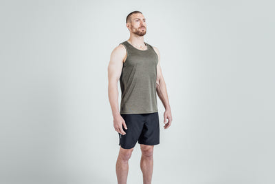 Athlete wearing Heather Olive Sigmatech Tank Top