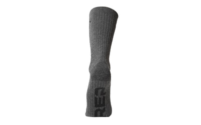 Bottom of grey sock. Dark grey heel and black "REP" on bottom