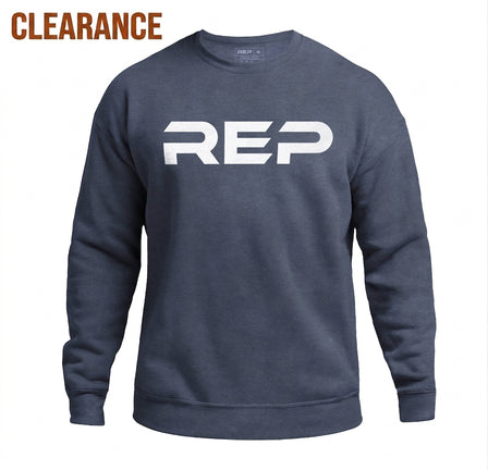 The REP Fitness Unisex Daily Driver Crewneck Sweatshirt in Heather Navy/White in Clearance