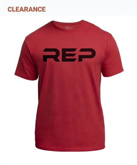 The REP Fitness Men's Bulk Up Heavyweight Crew T-Shirt in Red/Black in Clearance