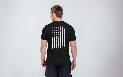 Back view of the Men's USA Tri-Blend Crew