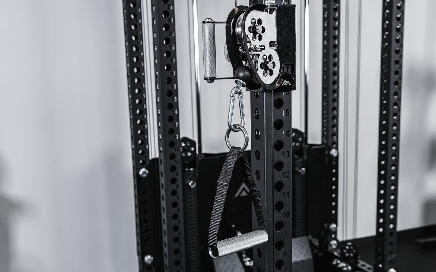 REP Fitness PR-5000 Rack with an Ares 2.0 cable attachment and Matte Black Uprights