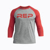 Heather Gray/Red Daily Driver 3/4 Sleeve Tri-Blend Crew