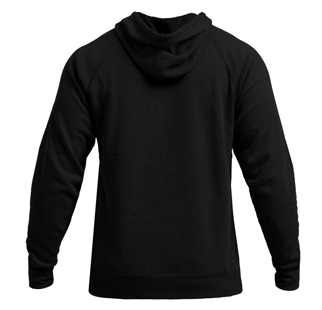 The REP Fitness Unisex Daily Driver 2.0 Pull Over Hoodie in Black/White back, flat lay