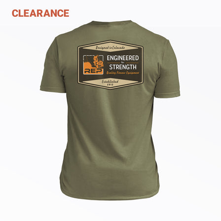 The REP Fitness Men's  Engineered Tri-Blend Crew T-Shirt on Clearance in Heather Olive/Tan