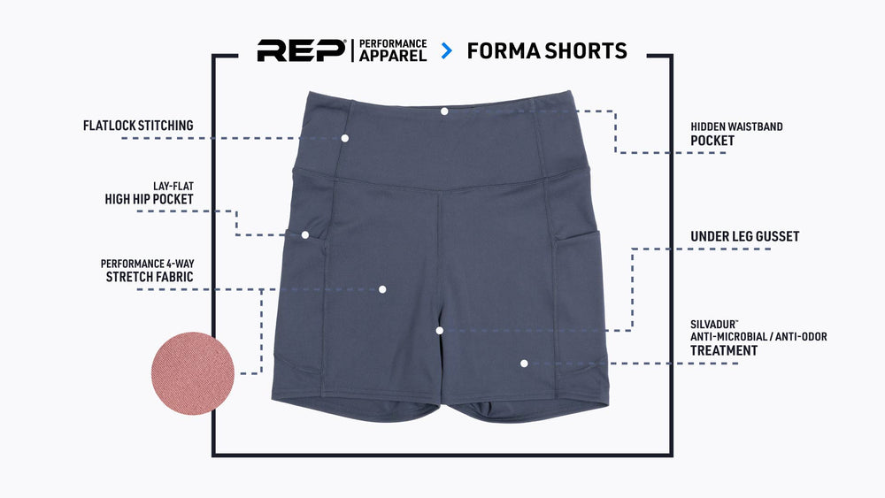 Women's Forma Shorts features graphic.