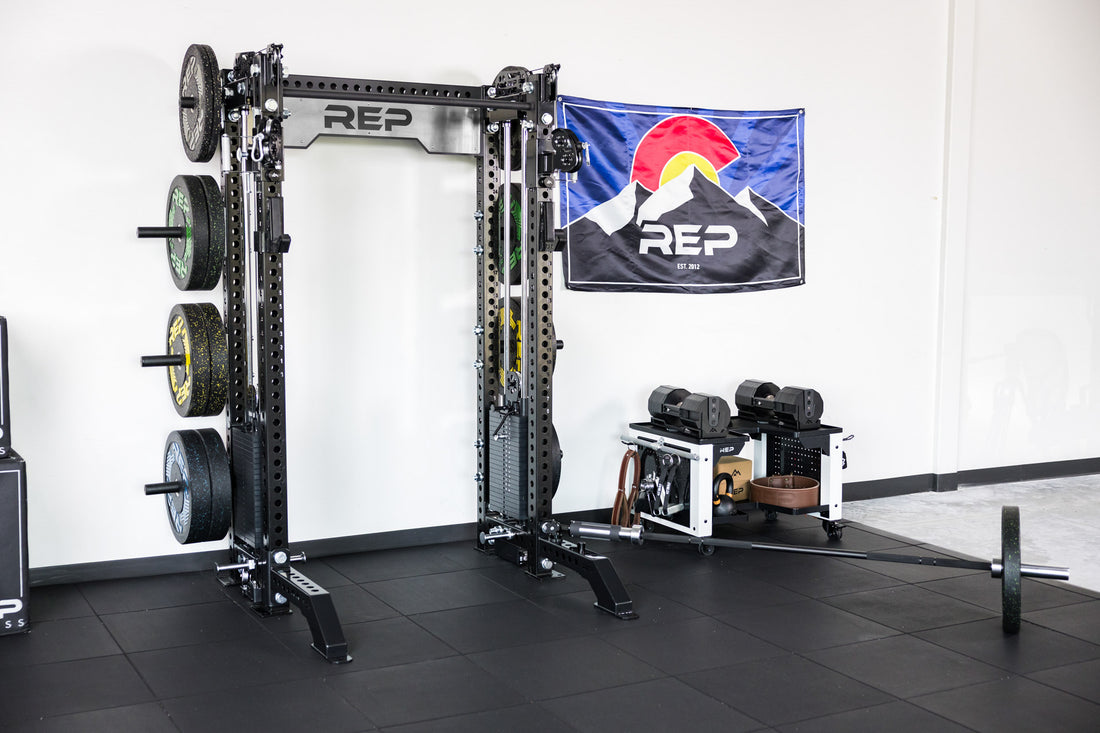 power rack with front foot extension pair 2.0 supporting the front in gym setting