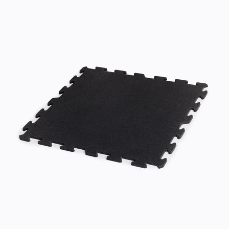 Single black Rubber Floor Tile with puzzle border