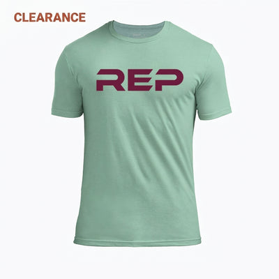The REP Fitness Men's Daily Driver 2.0 Tri-Blend Crew T-Shirt in Heather Sage/Wine in Clearance