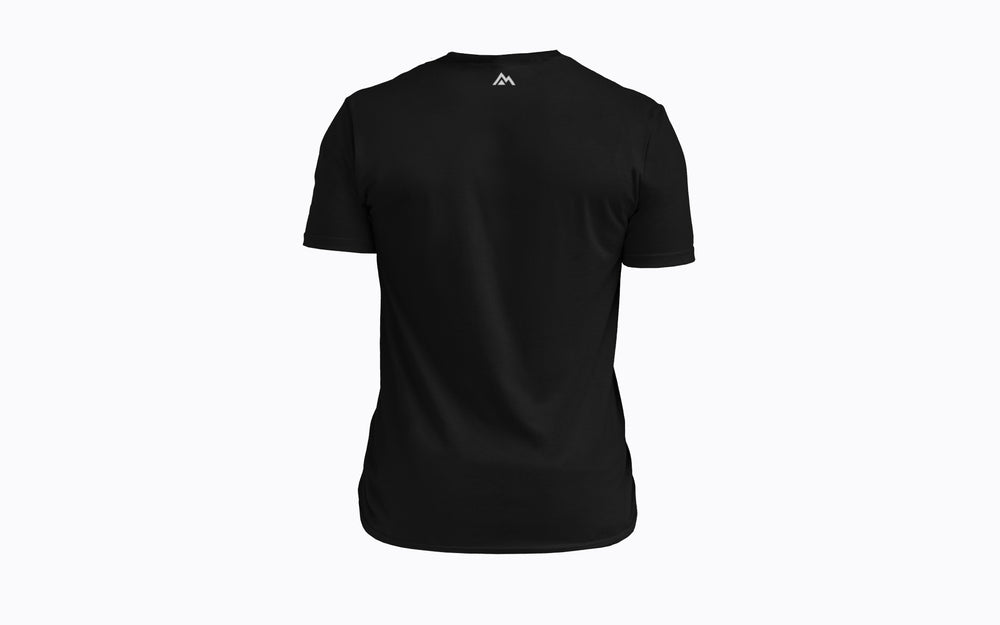 Back: REP's Glitch Tri-Blend Crew T-Shirt in Black with a White graphic