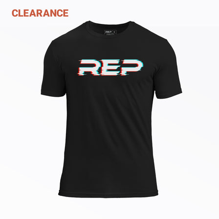 REP's Glitch Tri-Blend Crew T-Shirt in Black with a White graphic