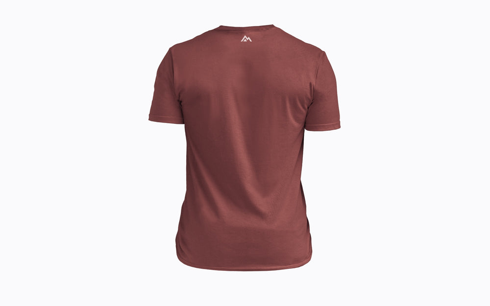 Back: REP's Glitch Tri-Blend Crew T-Shirt in Maroon with a White graphic