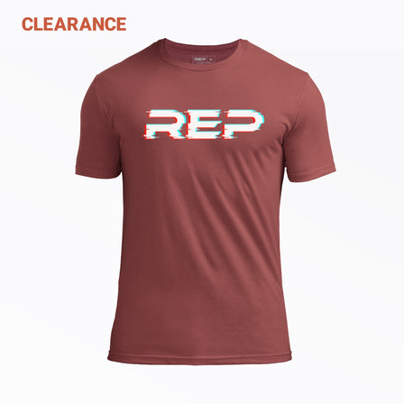 REP's Glitch Tri-Blend Crew T-Shirt in Maroon with a White graphic