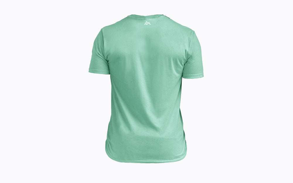 Back: REP's Glitch Tri-Blend Crew T-Shirt in Sage with a White graphic
