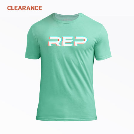 REP's Glitch Tri-Blend Crew T-Shirt in Sage with a White graphic