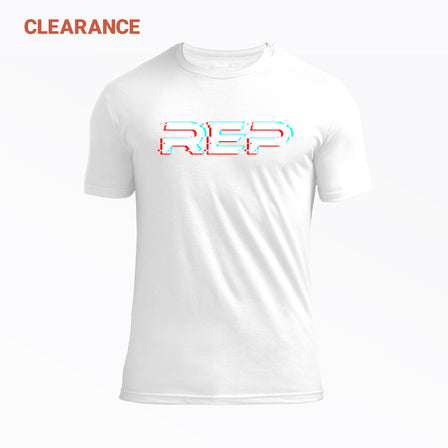 REP's Glitch Tri-Blend Crew T-Shirt in White with a White graphic