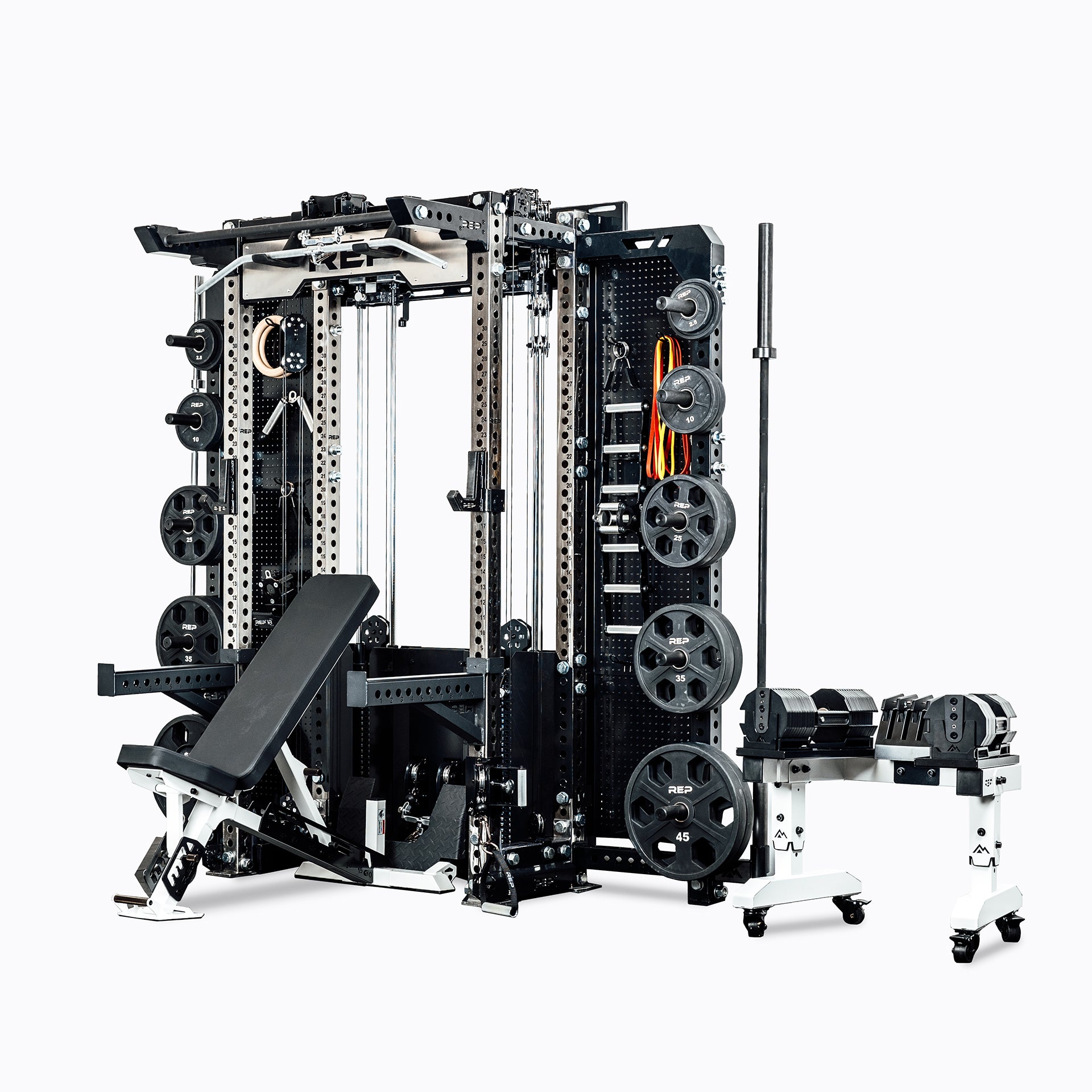 Studio shot of the REP Fitness Compact Home Gym Package