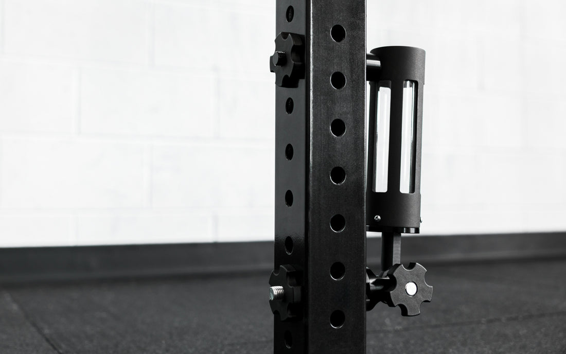 The REP® x Kleva Built® Adroit Landmine attached to a power rack