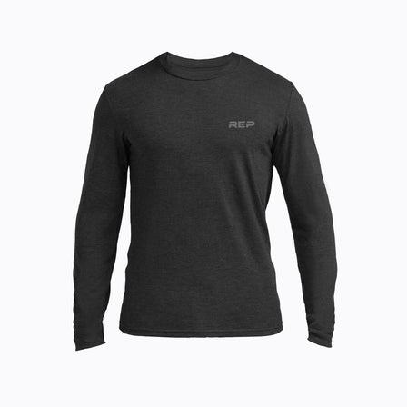 Heather Black/Cool Grey Long-Sleeved Tri-Blend Crew