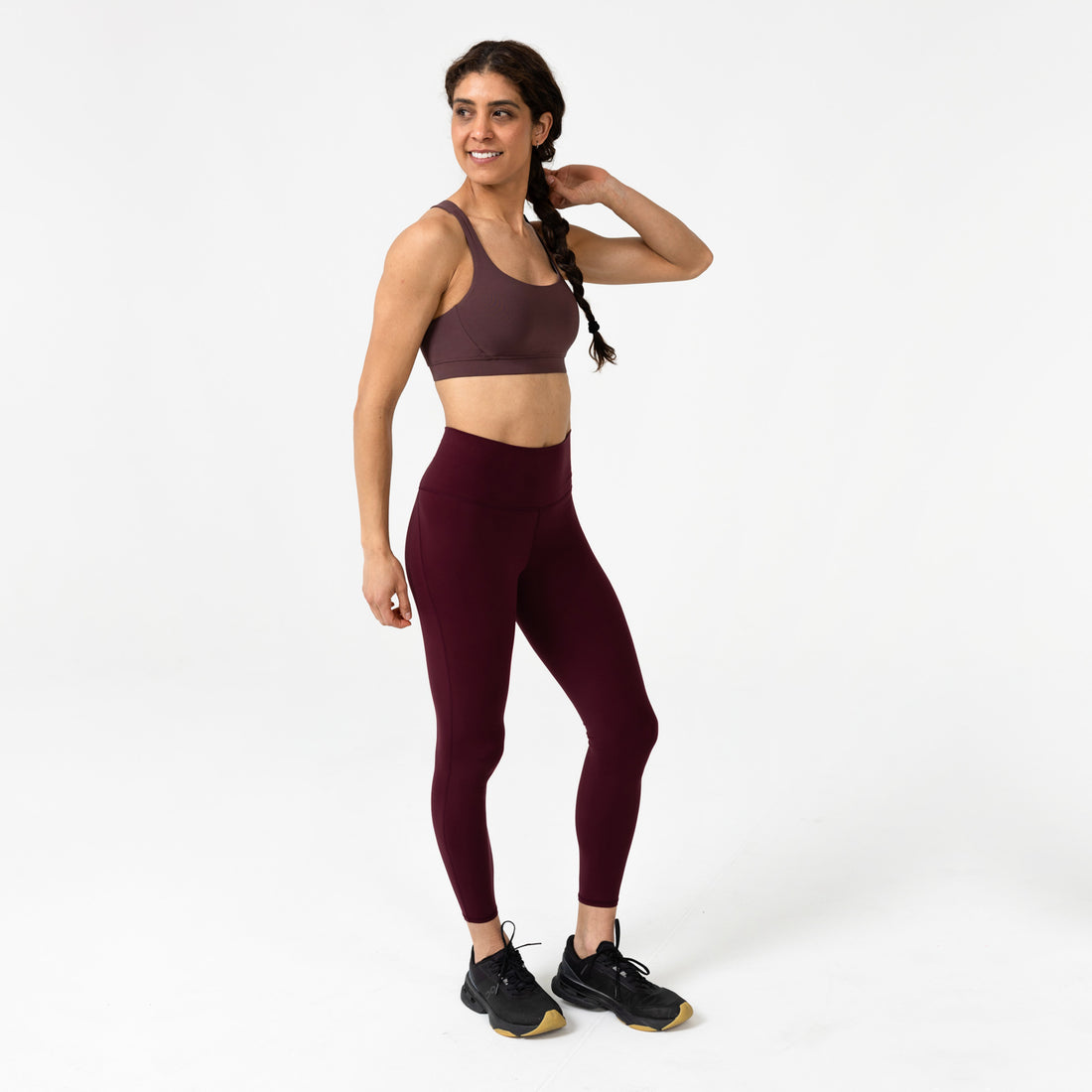 The REP Fitness Women's Lattis Sports Bra in Cocoa Powder front