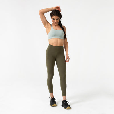 Athlete posing in Aqua Gray Women's Lattis Bra