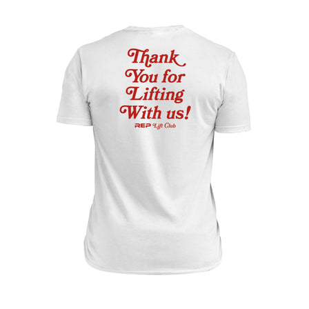 The REP fitness Lift Club Tri-Blend Crew T-Shirt in White/Red