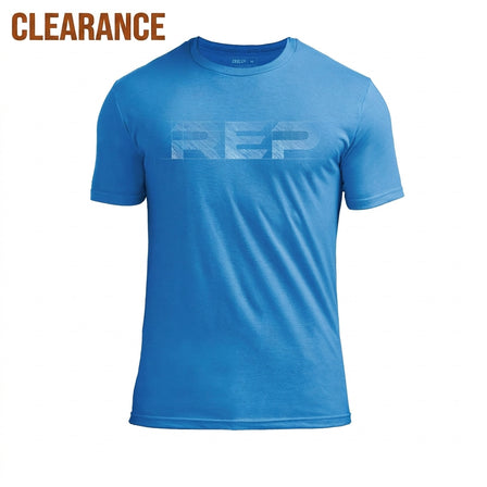 The REP Fitness Men's Blueprint Tri-Blend Crew T-shirt in Heather Royal/White in Clearance