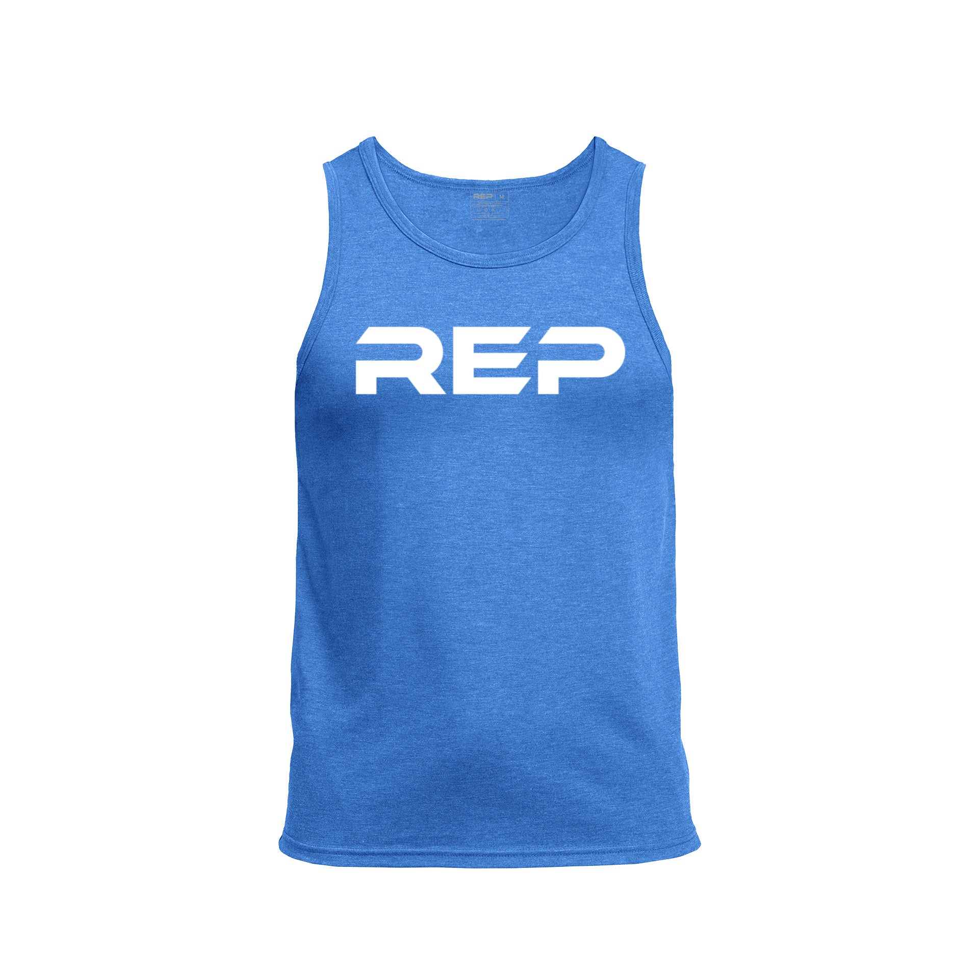 Men's Daily Driver Tri-Blend Tank in Heather Azure/White