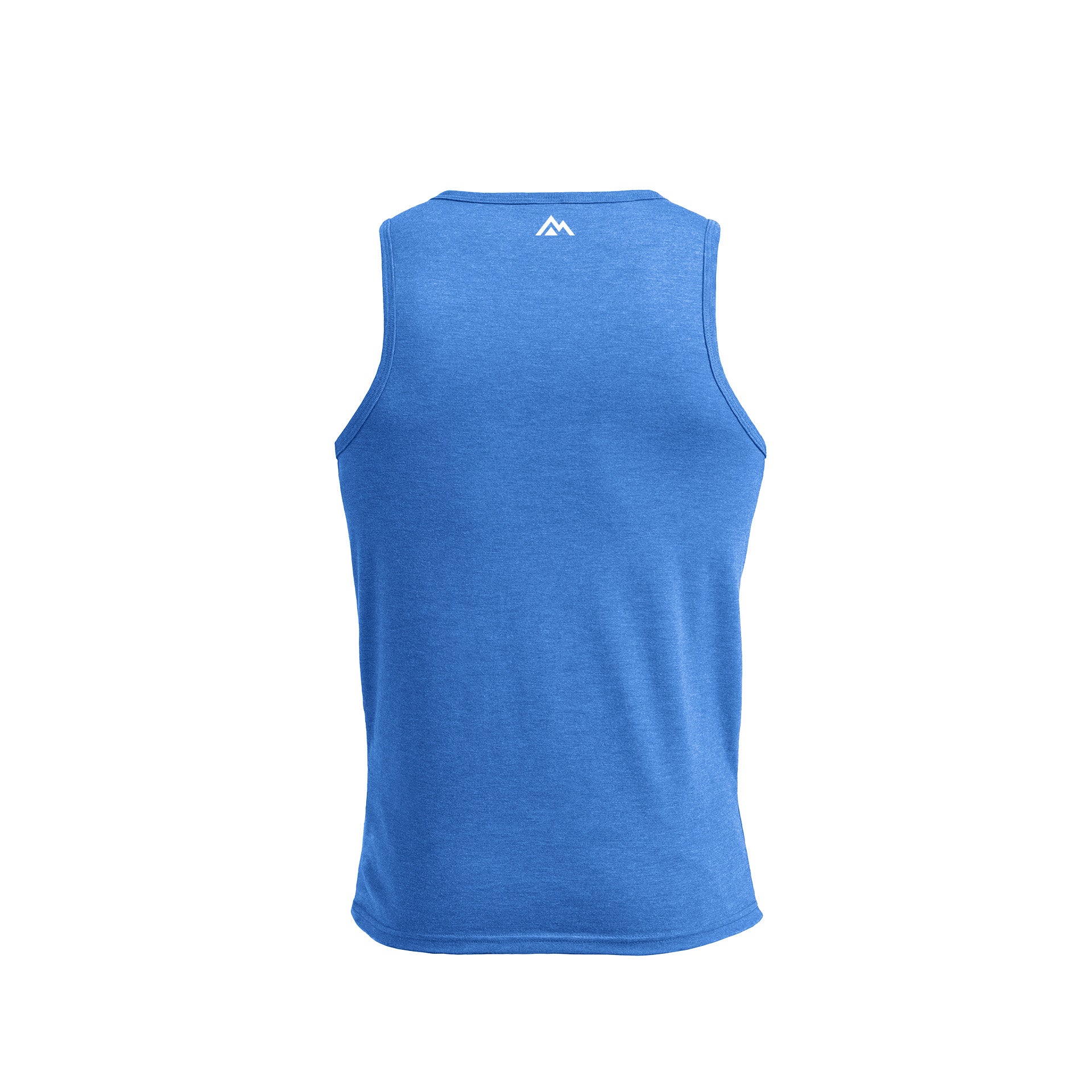 Men's Daily Driver Tri-Blend Tank in Heather Azure/White - Back View