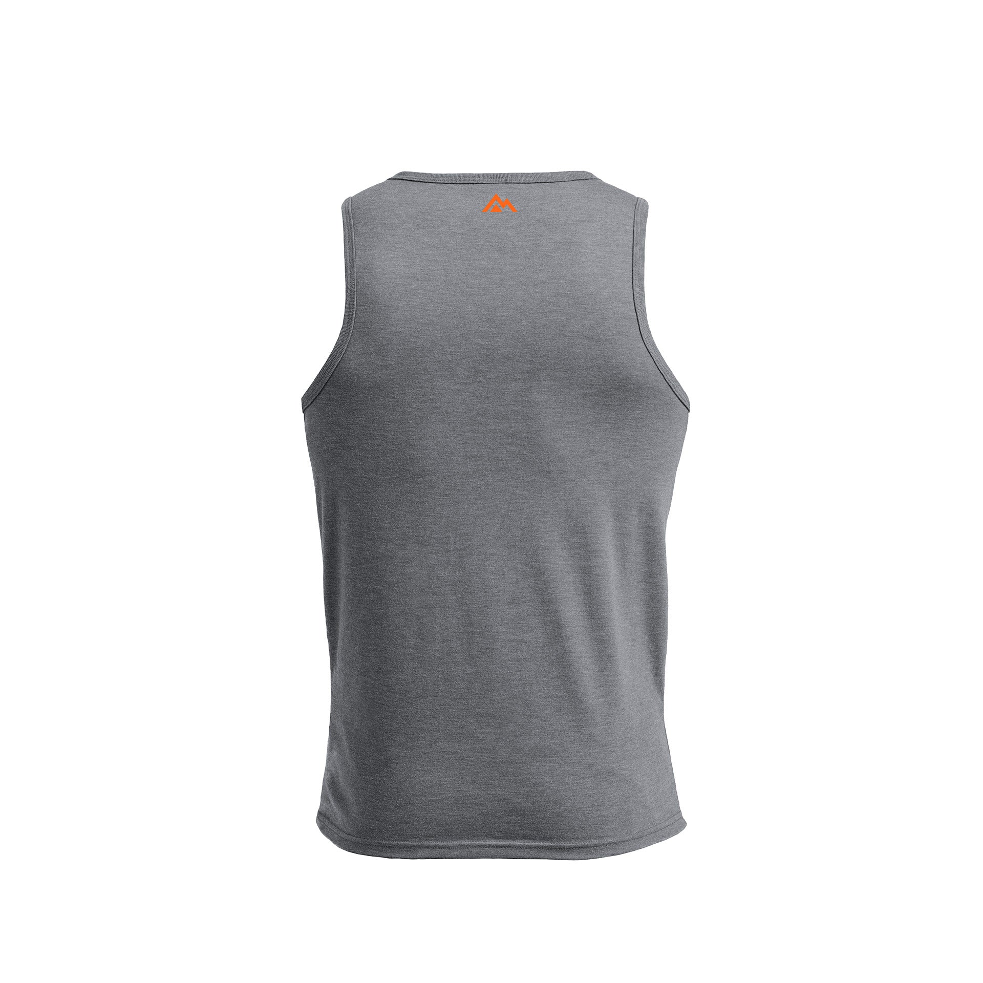 Men's Daily Driver Tri-Blend Tank in Heather Aluminum/Orange - Back